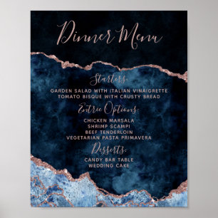 Tafelsignatur des Hochzeitmenüs "Navy Blue Rose Go Poster