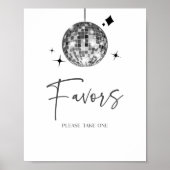 Tafelsignatur für Silber-Disco-Ball-Gastgeschenke Poster (Vorne)