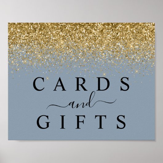 Tafelsignatur mit blauen und goldenen Glitzer Poster (Vorne)