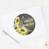 Tafelsonnenblume Rustikales Hochzeitstich Runder Aufkleber (Umschlag)