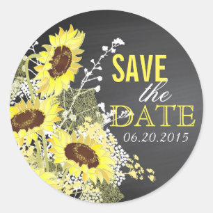 Tafelsonnenblume Rustikales Save the Date Label Runder Aufkleber