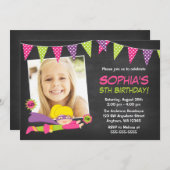 Tafelsuperhero-Mädchen-Foto-Geburtstags-Party Einladung (Vorne/Hinten)