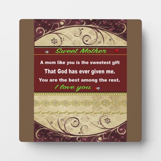 Tafelüberschrift, Geschenk für meine Mutter, Zitat Fotoplatte (Vorderseite)