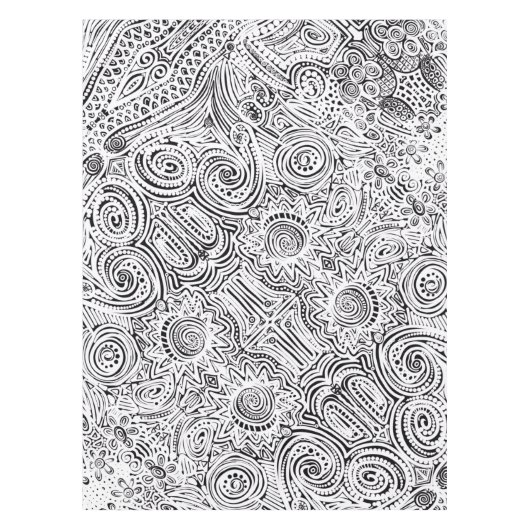 Tafelübersicht mit schwarzem und weißem Scratch Tischdecke (Vorderseite)