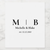 Tafelwein und einfaches B/W-Monogramm-Etikett Weinetikett (Einzelnes Label)