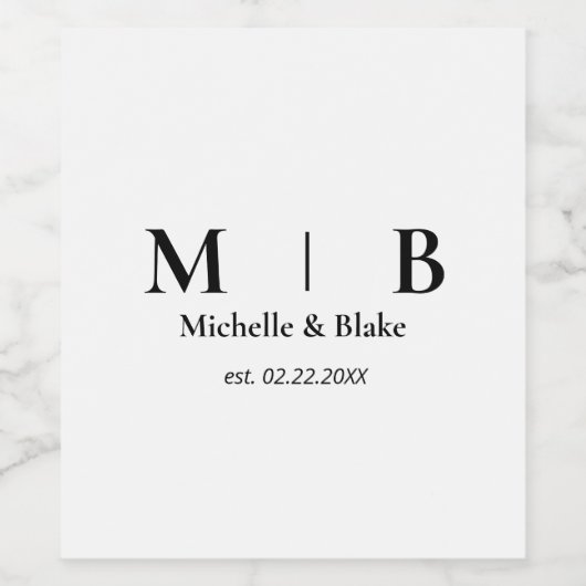 Tafelwein und einfaches B/W-Monogramm-Etikett Weinetikett (Einzelnes Label)