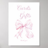 Tafelzeichen für rosa Bow-Karten und -Geschenke Poster (Vorne)