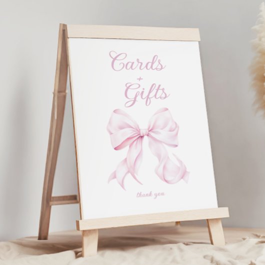 Tafelzeichen für rosa Bow-Karten und -Geschenke Poster