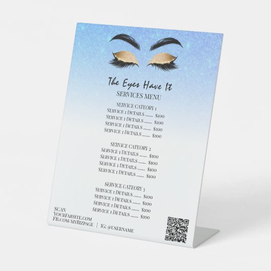 *~*Tafelzelt Glitzer EYES Pedestzeichen Sockelschild (Vorderseite)