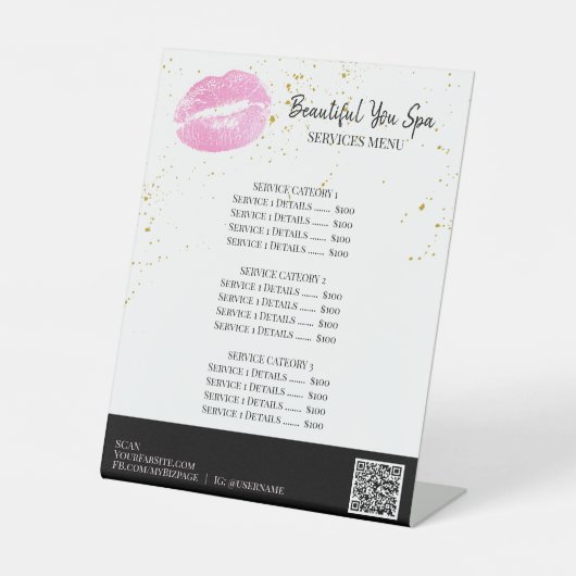 *~* Tafelzelt PINK LIPS-Tabletop Pedestal-Zeichen Sockelschild (Vorderseite)