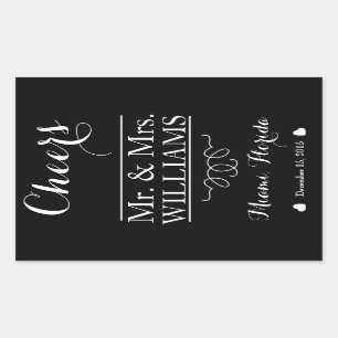 Tafelzentrum für Hochzeitsweinflaschen Rechteckiger Aufkleber