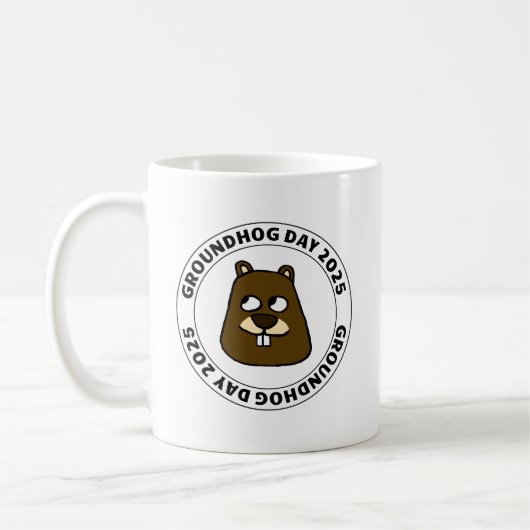 Tag 2025 mit Erdhaubengesicht Kaffeetasse (Links)