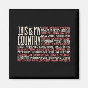 Tag 4. Juli USA Flaggen Amerika Staat Karte Namen Magnet