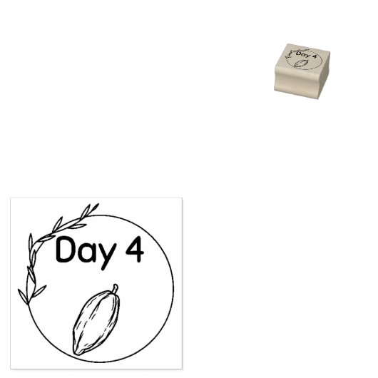 Tag 4 Kakaopod Gummistempel (Stempel)