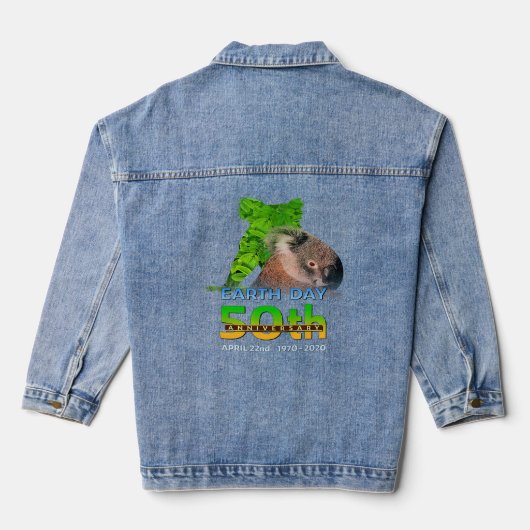 Tag 50 Jubiläum Koala Bären Silhouette Jeansjacke (Rückseite)