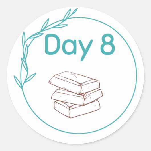 Tag 8 runder aufkleber (Vorderseite)