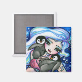 "Tag Alongs" Mermaid Baby Penguins Fantasy Fairy Magnet (Vorderseite/Rückseite)