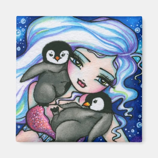 "Tag Alongs" Mermaid Baby Penguins Fantasy Fairy Magnet (Vorne)