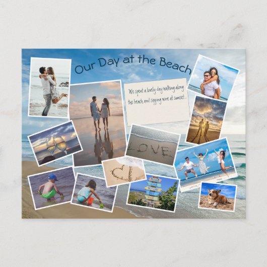 Tag am Beach Foto Collage Template Postkarte (Vorderseite)
