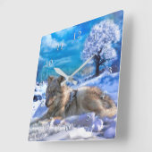 TAG AM SCHNEEBEACH GRAY WOLF QUADRATISCHE WANDUHR (Winkel)