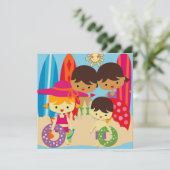 Tag am Strand Baden Geburtstagseinladungen Einladung (Stehend Vorderseite)