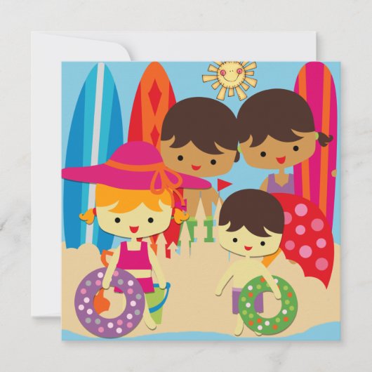 Tag am Strand Baden Geburtstagseinladungen Einladung (Vorderseite)