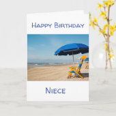 TAG AM STRAND GEBURTSTAG WÜNSCHEN NIECE KARTE (Gelbe Blume)