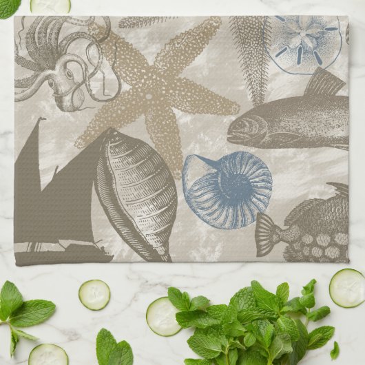 Tag am Strand Geschirrtuch (Gefaltet)