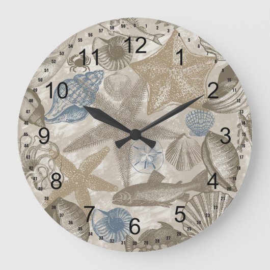 Tag am Strand Große Wanduhr (Vorderseite)