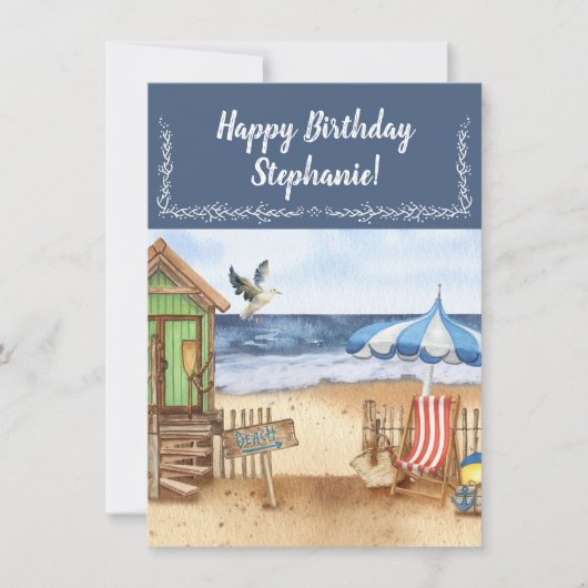 Tag am Strand Personalisiert Dankeskarte (Vorderseite)