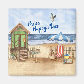 Tag am Strand Personalisierte Runde Magnet (Vorne)