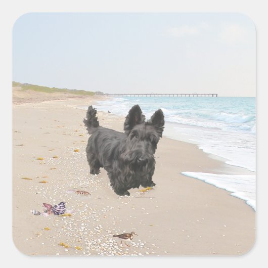 Tag am Strand Quadratischer Aufkleber (Vorderseite)