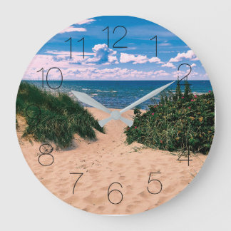 Tag am Strand Retro Blick Große Wanduhr