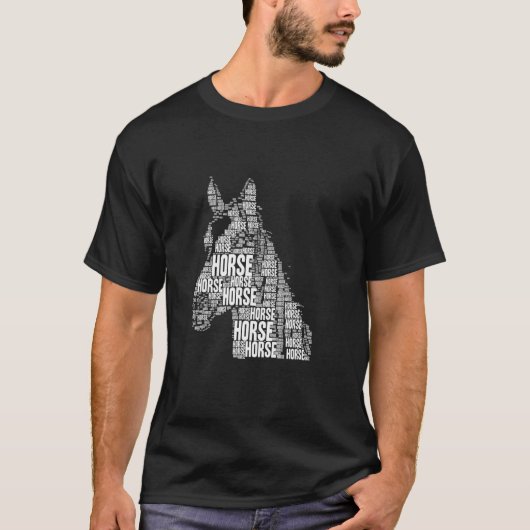 Tag-Cloud Pferd T-Shirt (Vorderseite)