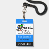 TAG Con 2020 - Blue Quadrant - Ziviles Abzeichen Ausweis (Rückseite mit Lanyard)