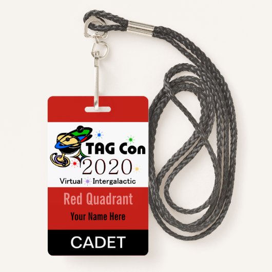 TAG Con 2020 - Red Quadrant - Cadet Abzeichen Ausweis (Vorderseite mit Schlüsselband)