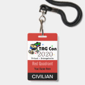 TAG Con 2020 - Roter Quadrant - Ziviles Abzeichen Ausweis (Rückseite mit Lanyard)