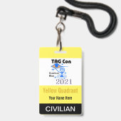 TAG Con 2021 - Gelber Quadrant - Ziviles Abzeichen Ausweis (Vorderseite mit Lanyard)