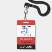 TAG Con 2021 - Roter Quadrant - Ziviles Abzeichen Ausweis (Rückseite mit Lanyard)