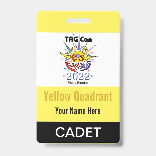 TAG Con 2022 - Gelber Quadrant - Abzeichen Cadet Ausweis (Vorderseite)