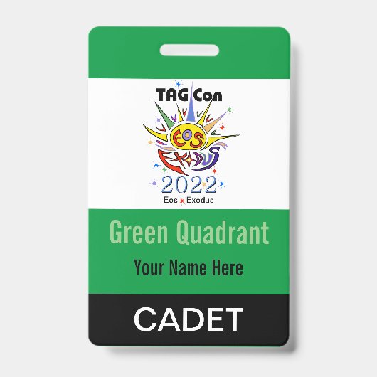 TAG Con 2022 - Green Quadrant - Cadet Abzeichen Ausweis (Vorderseite)