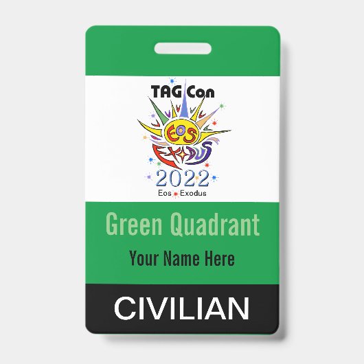 TAG Con 2022 - Grüner Quadrant - Ziviles Abzeichen Ausweis (Vorderseite)