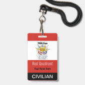 TAG Con 2022 - Roter Quadrant - Ziviles Abzeichen Ausweis (Vorderseite mit Lanyard)