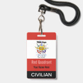 TAG Con 2022 - Roter Quadrant - Ziviles Abzeichen Ausweis (Rückseite mit Lanyard)