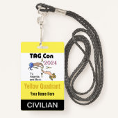 TAG Con 2024 - Gelber Quadrant - Ziviles Abzeichen Ausweis (Rückseite mit Schlüsselband)