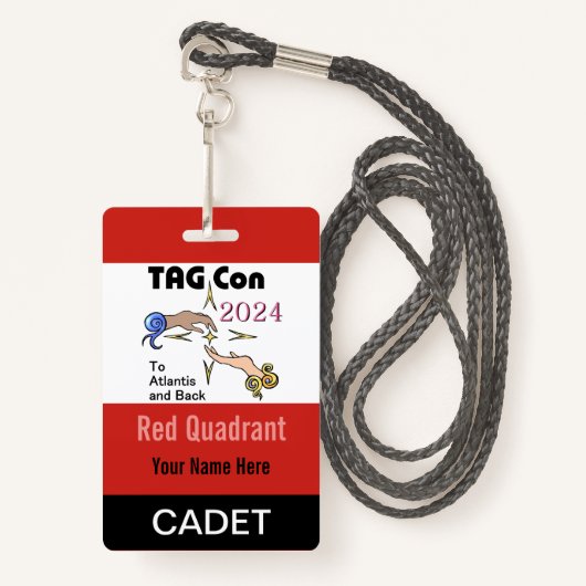 TAG Con 2024 - Red Quadrant - Cadet Abzeichen Ausweis (Vorderseite mit Schlüsselband)