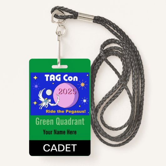 TAG Con 2025 - Green Quadrant - Cadet Abzeichen Ausweis (Vorderseite mit Schlüsselband)