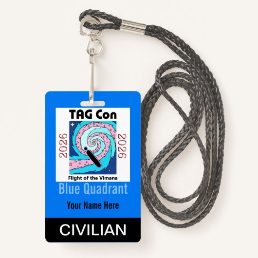 TAG Con 2026 - Blue Quadrant - Civilian Badge Ausweis (Vorderseite mit Schlüsselband)