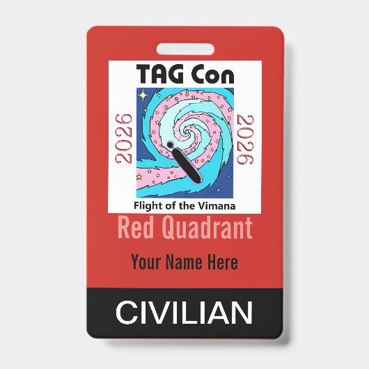TAG Con 2026 - Red Quadrant - Civilian Badge Ausweis (Vorderseite)