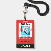TAG Con 2026 - Roter Quadrant - Kadetten-Abzeichen Ausweis (Vorderseite mit Lanyard)